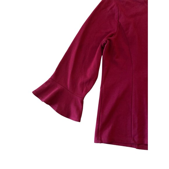 Talbots Knit Blouse Size XL Crimson Ruby Red Burgundy Flared Long Sleeve Top - Picture 4 of 8